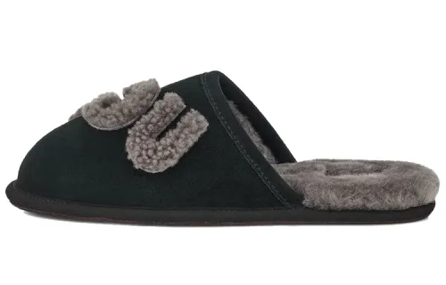 UGG Scuff Logo Sheepskin Stylish Sandal Men's Black