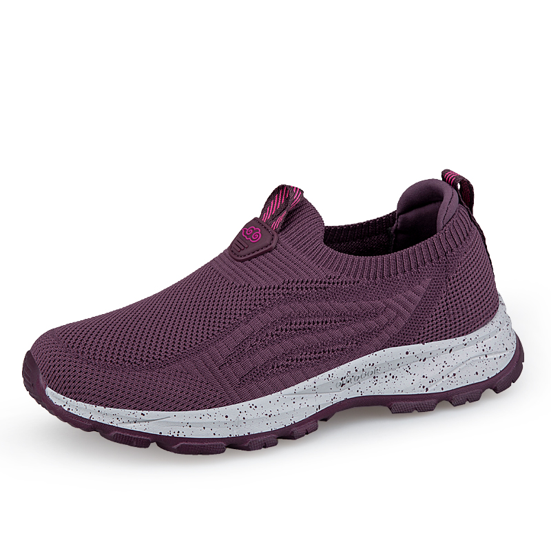RONGSHI Cushioning Low top Elderly Shoes Women’s Eggplant Red