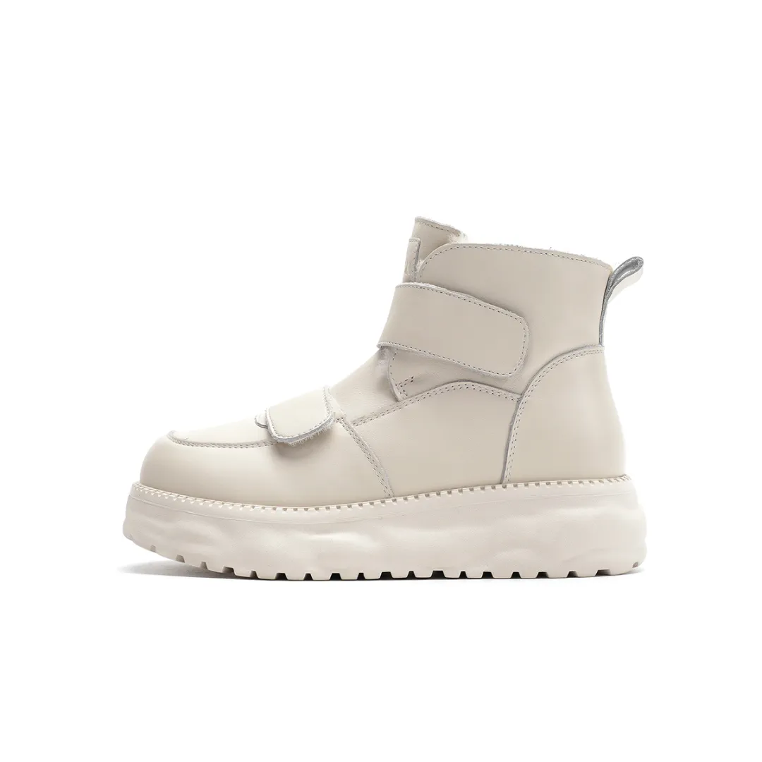 HARSON Cow Leather, Fleece Lined Thermal Comfortable Versatile Platform Short Snow Boots Women's
