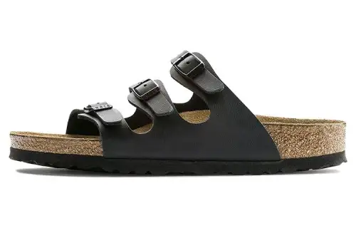 Birkenstock Leather Comfortable And Trendy Slide Slippers Unisex Black