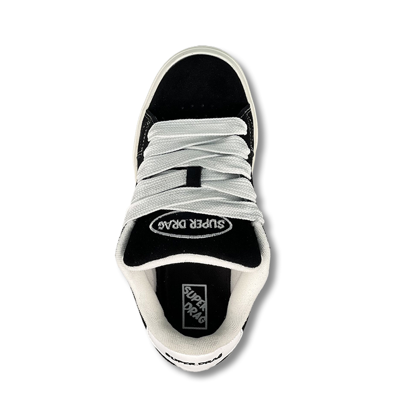 LuzaoT SUPER DRAG Low top Skateboard Shoes Unisex Black White