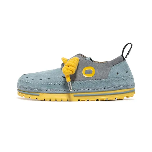 OETZI Cow Split Leather Stylish Skateboarding Shoes Men's Blue & Dark Gray