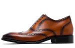 Desai Desai First layer cowhide Invisible heightening Workplace commuting Brock Oxford British business formal leather shoes Men's style Brown