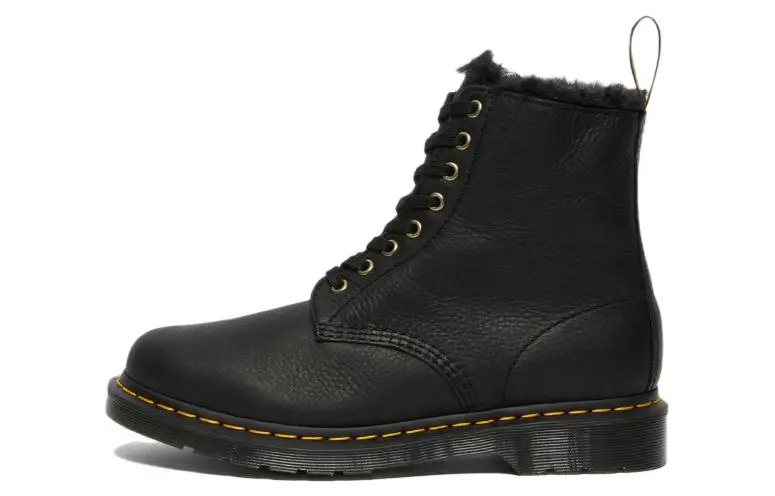 Dr. Martens 1460 Pascal Fur Lined Ankle High Top Retro Combat Boots Unisex Black