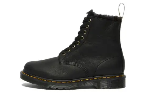 Dr. Martens 1460 Pascal Fur Lined Ankle High Top Retro Combat Boots Unisex Black