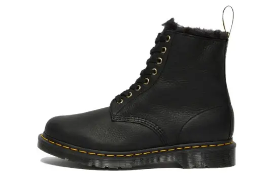Dr. Martens 1460 Pascal Fur Lined Ankle High Top Retro Combat Boots Unisex Black