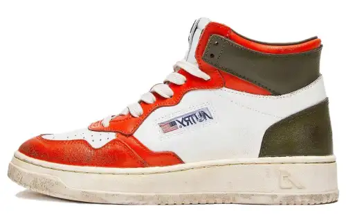 AUTRY Medalist Leather High top Skateboard Shoes Women's White Orange Green