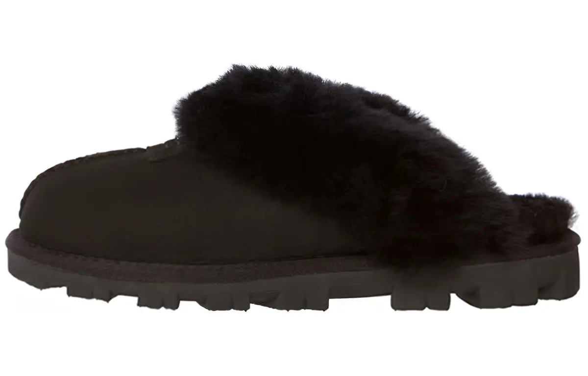 UGG Slip-on Loafers, Comfortable Versatile Fleece-Lined Mules Rubber Sole Closed Toe Slippers Women's Black