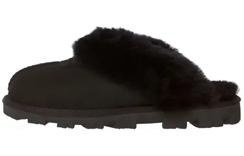 UGG Slip-on Loafers, Comfortable Versatile Fleece-Lined Mules Rubber Sole Closed Toe Slippers Women's Black