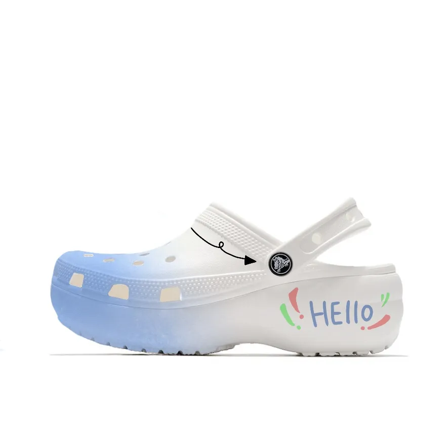 Crocs Classic Platform Clog EVA Clogs Unisex White Blue