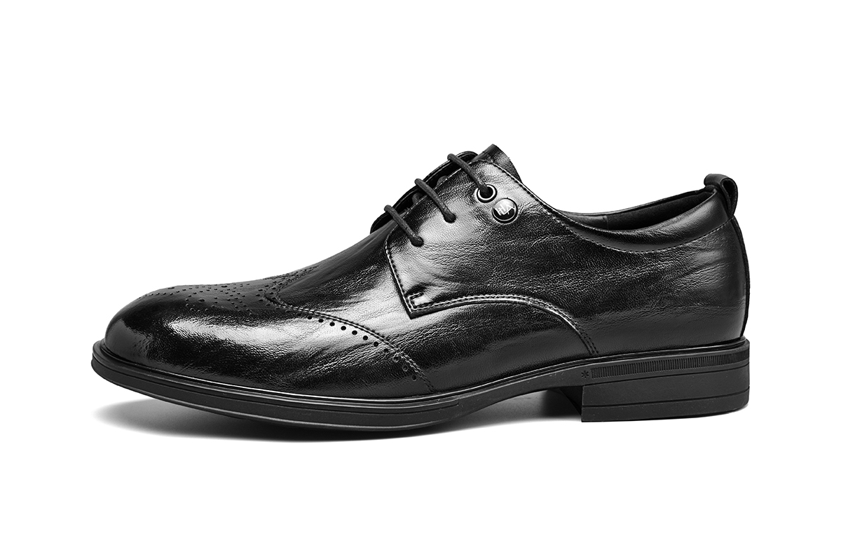 Heilan House HLA cow split leather fashionable and comfortable height-increasing formal leather shoes men's black