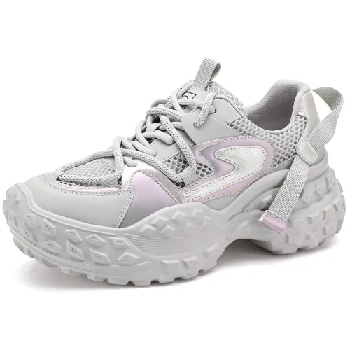 D FUSE SCANDINAVIA Cow Split Leather Slip Resistant, Abrasion Resistant, Lightweight Low top Chunky Sneakers Women's