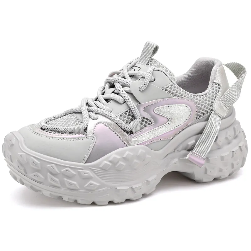 D FUSE SCANDINAVIA Cow Split Leather Slip Resistant, Abrasion Resistant, Lightweight Low top Chunky Sneakers Women's