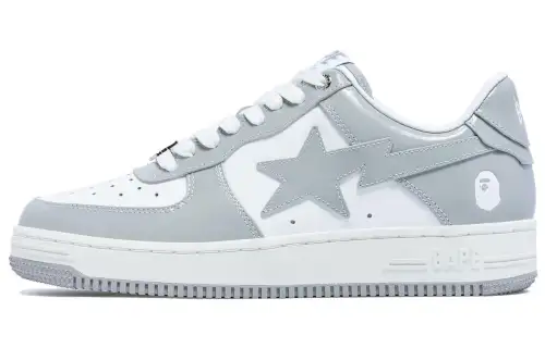 A BATHING APE Bape Sta Patent Leather White Grey 2023