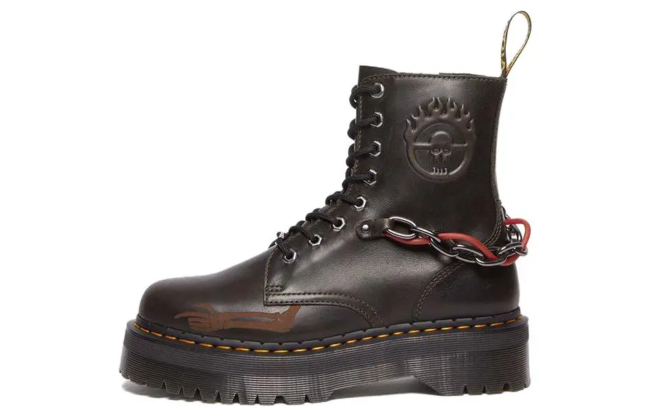 WARNER BROS. X Dr.Martens Jadonseries WB100 Leather Short Combat Boots 5cm Unisex Dark Taupe Umber