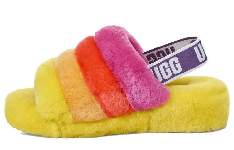 UGG Pride Fluff Yeah Slide Shearling Stylish Sandal Men's Yellow
