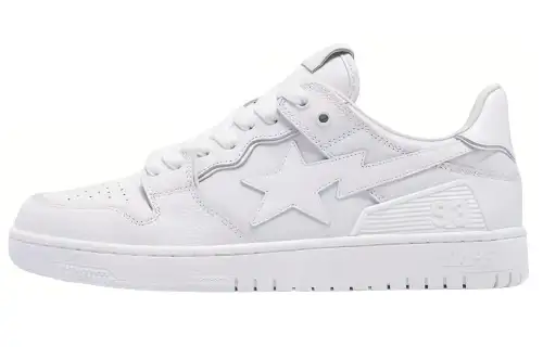 A BATHING APE SK8 STA Leather Low top Stylish Skateboarding Shoes Men's White