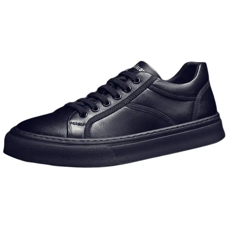 JANE HARLOW Top Grain Cow Leather Low top Skateboard Shoes Men's Black