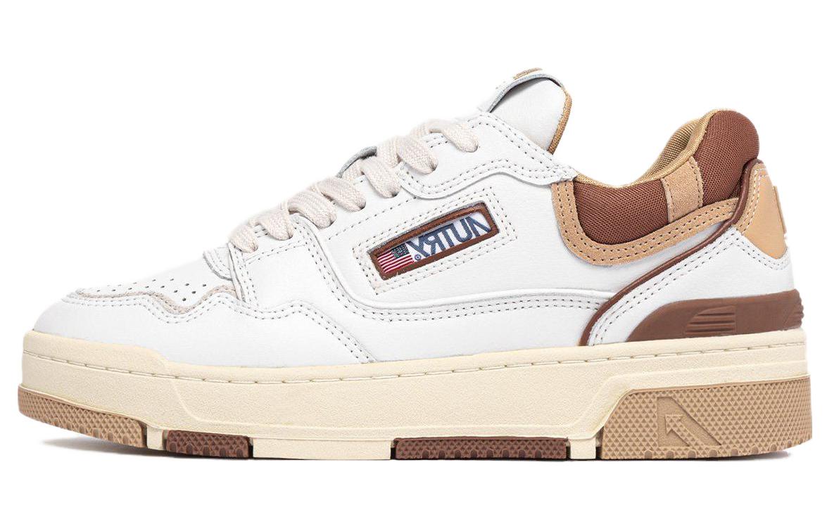 AUTRY Clc Leather Low top Skateboard Shoes Women's White Brown