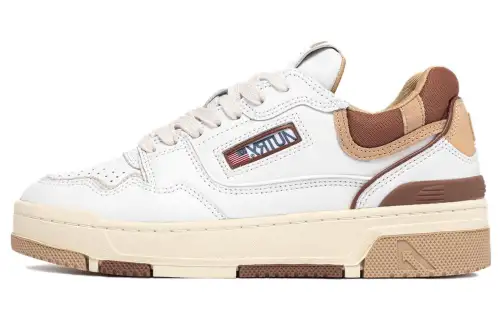 AUTRY Clc Leather Low top Skateboard Shoes Women's White Brown