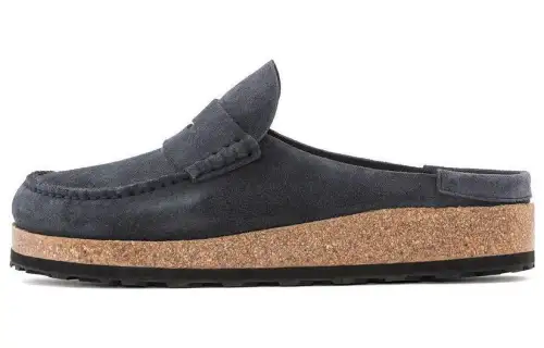 Birkenstock Suede Closed Toe Slippers Men's Marine Blue Regular