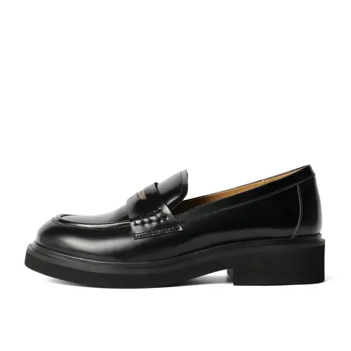 Belle BELLE leather Seagull college style comfortable commuting fashion versatile deep mouth thick sole heightening slimming loafers 4cm women