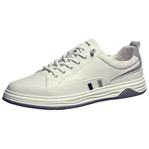 JANE HARLOW Top Grain Cow Leather Low top Skateboard Shoes Men's White