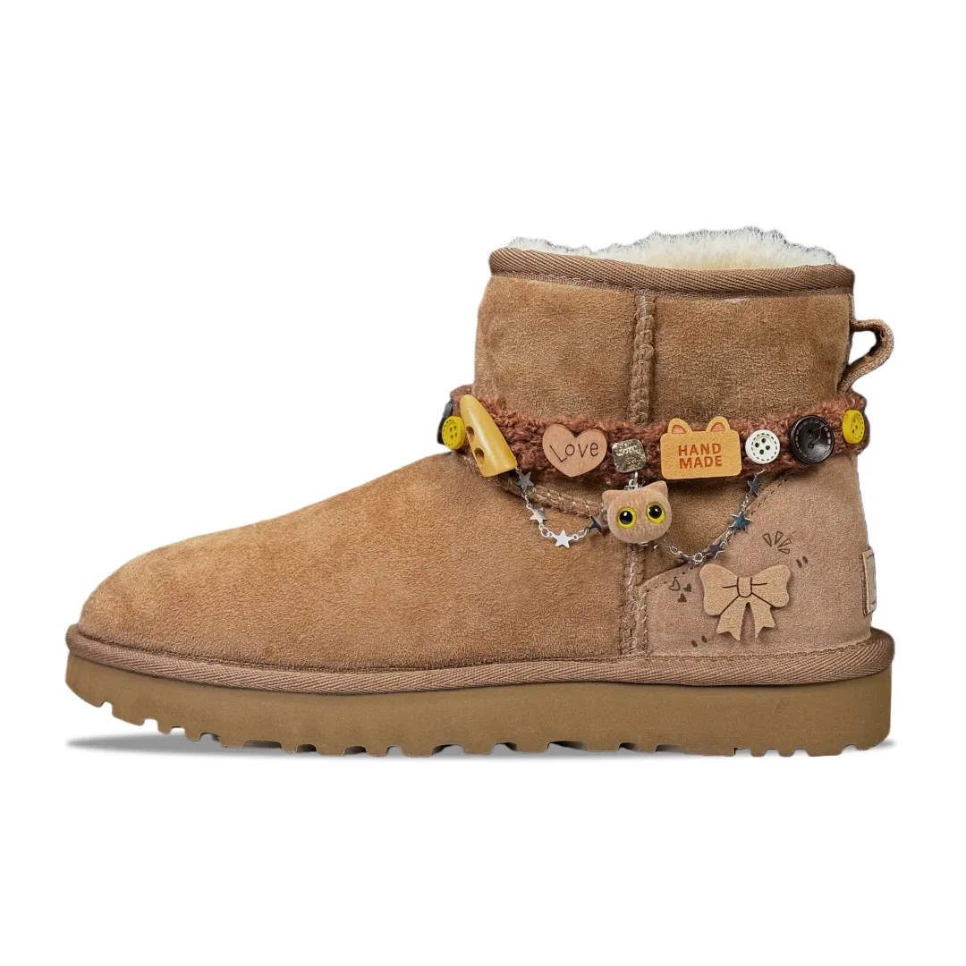 UGG CLASSIC MINI YDCC Caramel Cocoa Sheepskin Thermal Short Snow Boots Women's