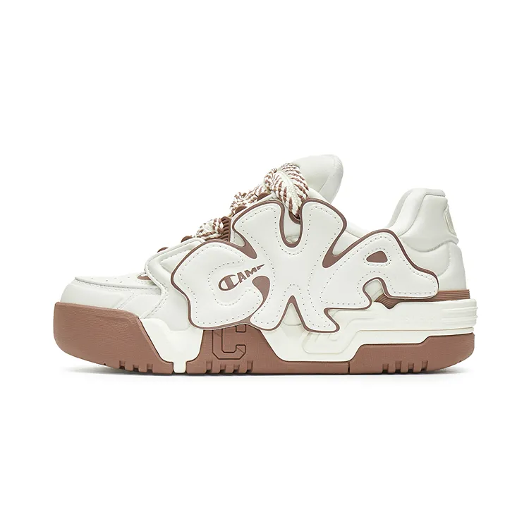 Champion Coco Skate Buckle Low top Skateboard Shoes Women's Milk White/Roasted Almond Brown