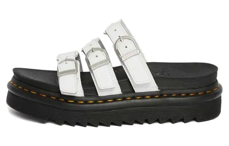 Dr.Martens Comfortable Rubber Sole Slip Resistant Slip Resistant Slide Slippers Women's Black White