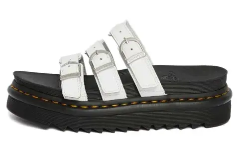 Dr.Martens Comfortable Rubber Sole Slip Resistant Slip Resistant Slide Slippers Women's Black White