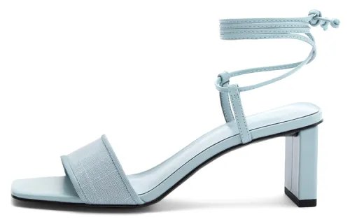 CHARLES&KEITH Fabric One Strap Sandals 6CM Women's Light Blue