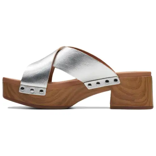 Clarks Slide Slippers Women's Silver