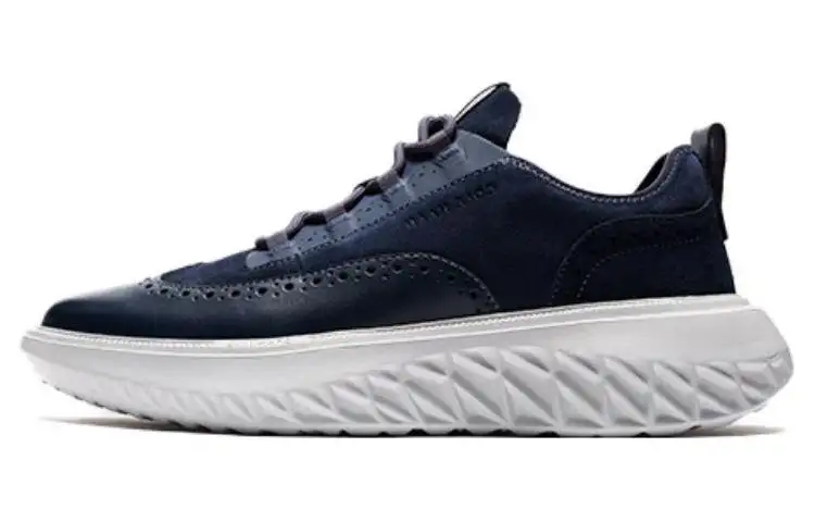 COLE HAAN Top Grain Cow Leather Abrasion Resistant Low top Casual Shoes Men's Navy Blue