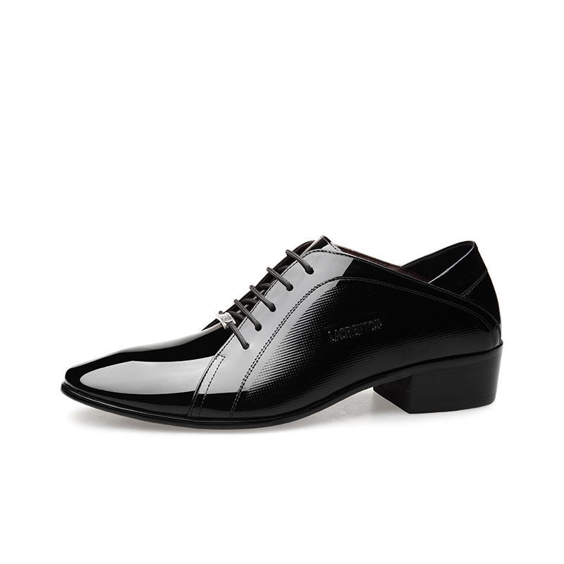 Leather human head, wedding shoes for work and office English style for events, cowhide, Korean style, height increasing