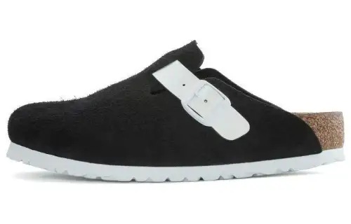 Birkenstock Boston Antibacterial Closed Toe Slippers Women's Black White Regular