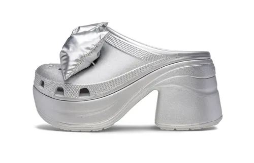 Crocs Siren Metallic Bow Clogs 'Silver' Women's
