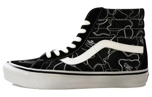 Vans x A BATHING APE SS23 LINE CAMO Sk8 Hi Suede Casual High top Skateboard Shoes Men's Black