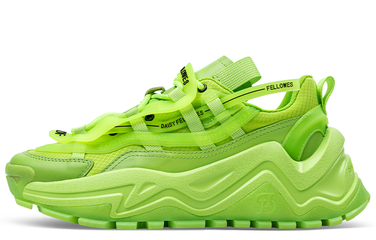 Daisy Fellowes Devil One Top Grain Cow Leather Low top Chunky Sneakers Unisex Neon Green