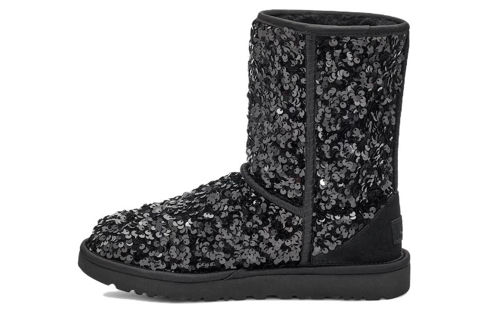 UGG CLASSIC SHORT sequined leather warm velvet classic short mid-calf snow boots women's black