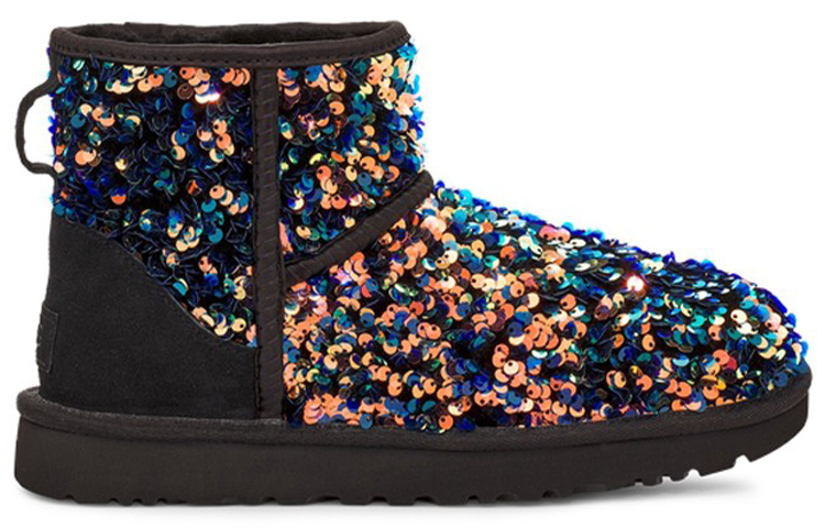 Женские сапоги UGG Classic Mini Stellar Sequin (черные) — Чёрный — фото 2
