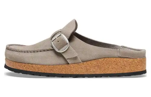 Birkenstock Suede Closed Toe Slippers Women's Gray Narrow