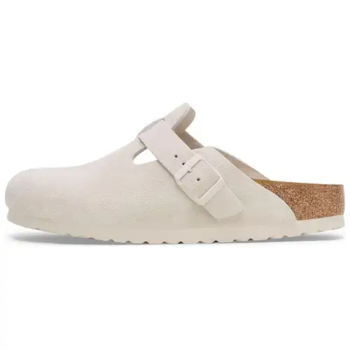 Boston Birkenstock Soft Footbed Suede Leather 'Antique White'