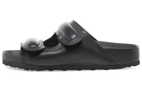 Birkenstock Leather Soft And Comfortable Slide Slippers Unisex Black Narrow