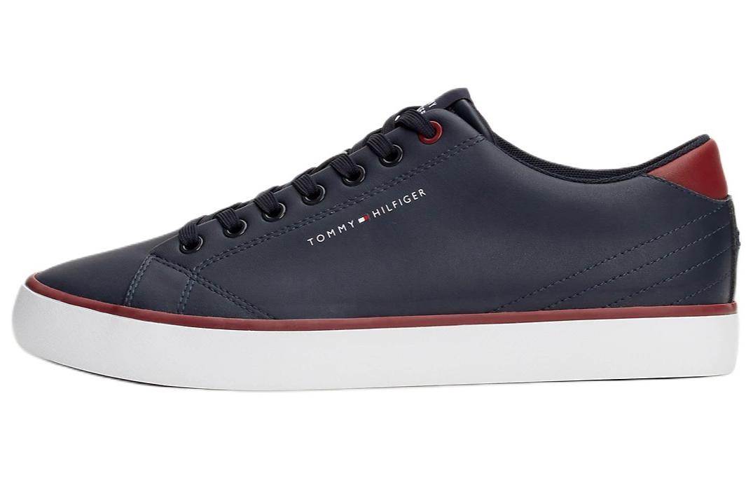 Tommy Hilfiger Leather Low top Skateboard Shoes Men's Dark Blue