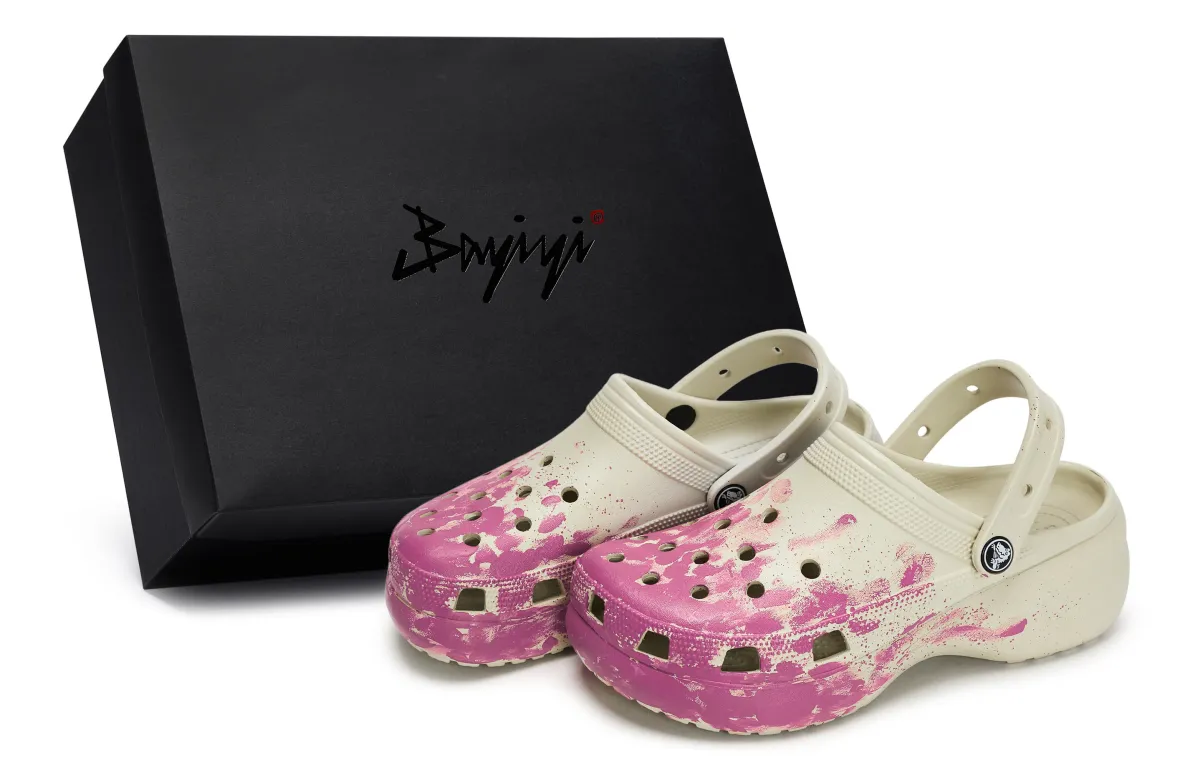 Crocs Classic Platform Clog 811 Manufacturing, Hugging On Site, Special Shoe Box Clogs Women's Bone White Pink