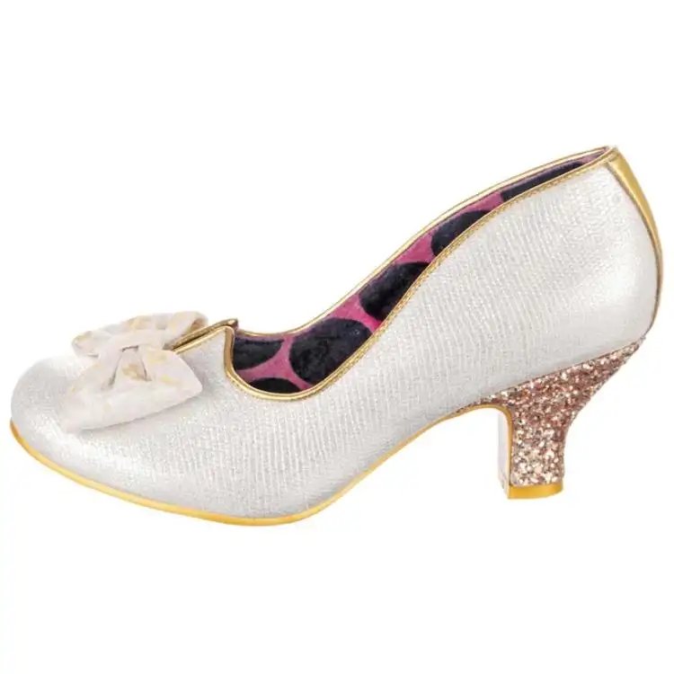 IRREGULAR CHOICE Pu Chunky Heel High Heels 6CM Women's Gold/Silver