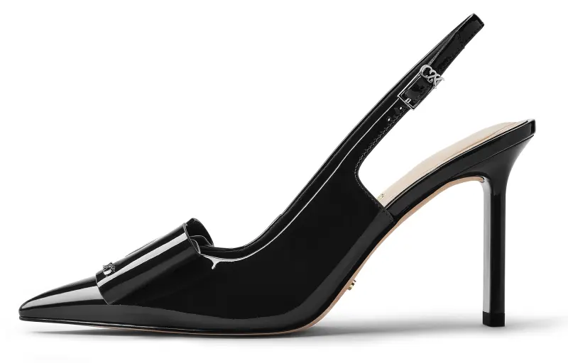 CHARLES&KEITH Small ck first-layer cowhide genuine leather series temperament pointed bow sandals wedding shoes stiletto heels 10cm women