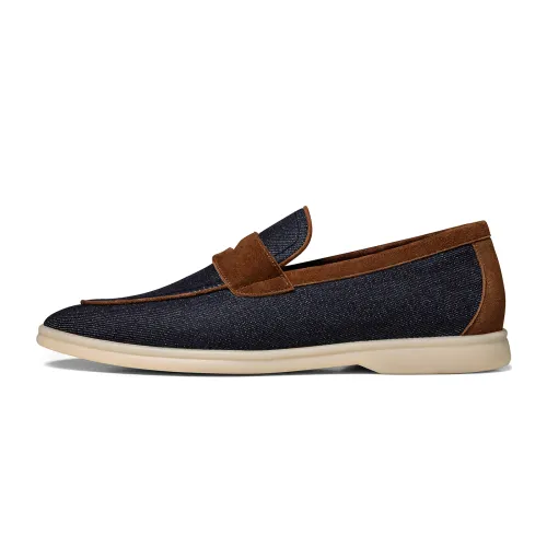 THOM WILLS Fashionable denim autumn comfortable universal dark blue loafers, simple and elegant design
