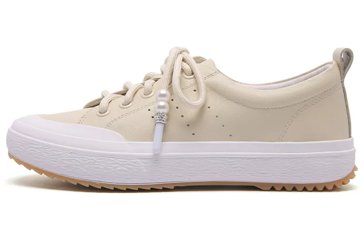 PACO GIL Cow Leather Stylish Skateboarding Shoes Women's Light Yellow